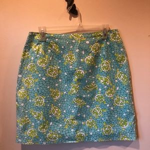 Lilly Pulitzer Skirt Size 10 Turtle Mosaic Print White Label Vintage